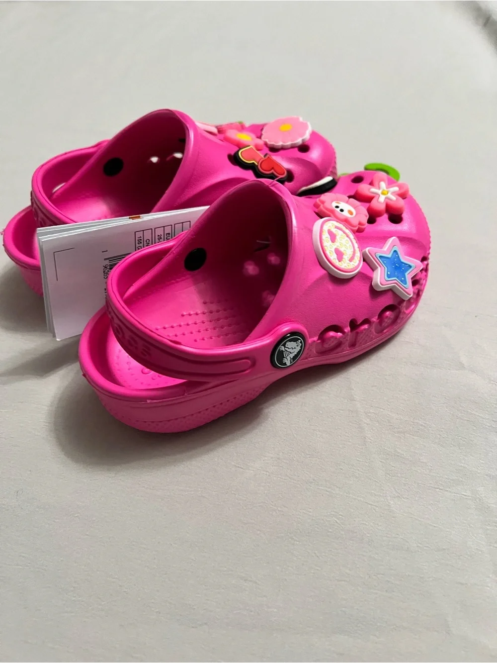 CROCS Kids' Hot Pink Clog Sandals with Decorative Charms